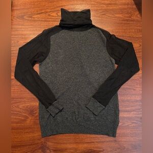 All Saints Charcoal and Black Turtleneck Blouse
